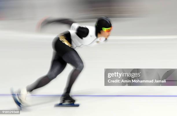 Arisa Go of Japan competes during the Ladies' 1000m Speed Skating on day five of the PyeongChang 2018 Winter Olympics at Gangneung Oval on February...