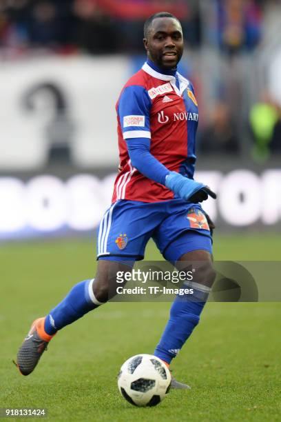 Eder Balanta of Basel controls the ball during the Raiffeisen Super League match between FC Basel and FC Lugano at St. Jakob Park on February 4, 2018...