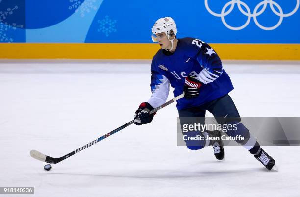 Troy Terry of USA during the Ice Hockey Men Preliminary Round match between USA and Slovenia at Kwandong Hockey Centre on February 14, 2018 in...