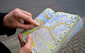 Tourist studying  map