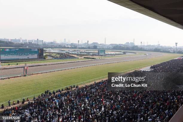 General view of the main stand at Nakayama Racecourse on December 28, 2014 in Funabashi, Chiba, Japan. More than 115,000 people attend the Arima...