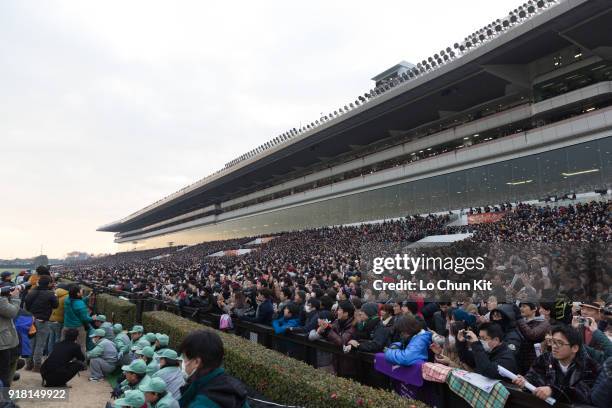 General view of the main stand at Nakayama Racecourse on December 27, 2015 in Funabashi, Chiba, Japan. More than 115,000 people attend the Arima...