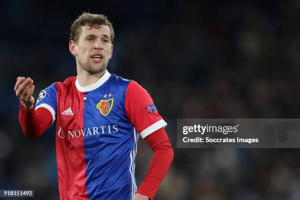 Fabian Frei of FC Basel during the UEFA Champions League match between Fc Basel v Manchester City at the St. Jakob-Park on February 13, 2018 in Basel...