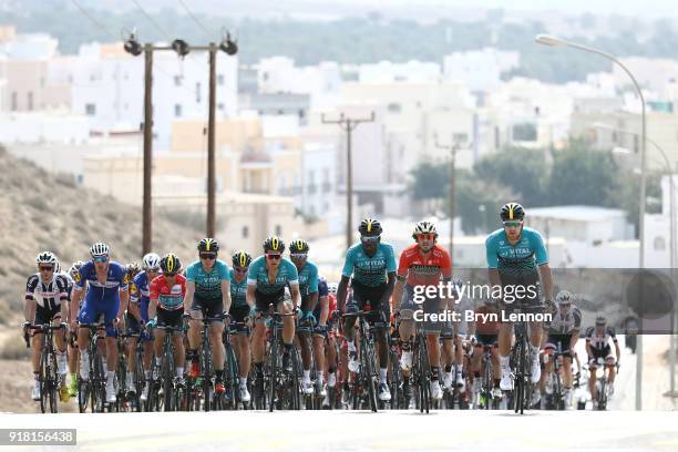9th Tour of Oman 2018 / Stage 2 Kris Boeckmans of Belgium / Bert De Backer of Belgium / Manuele Boaro of Italy / Bryan Coquard of France Red Leader...
