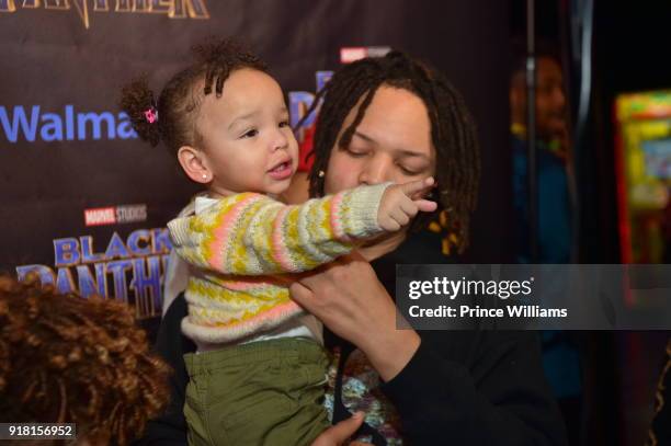 Domani Harris and Heiress Diana Harris attend "Black Panther" Advance Screening at Regal Hollywood on February 13, 2018 in Chamblee, Georgia.