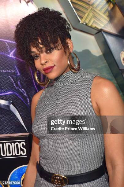 Demetria Mckinney attends "Black Panther" advance Screeing at Regal Hollywood on February 13, 2018 in Chamblee, Georgia.