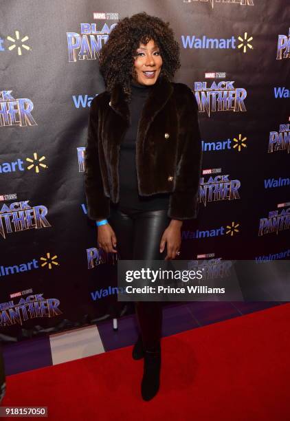 Towanda Braxton attends "Black Panther" Advance Screening at Regal Hollywood on February 13, 2018 in Chamblee, Georgia.