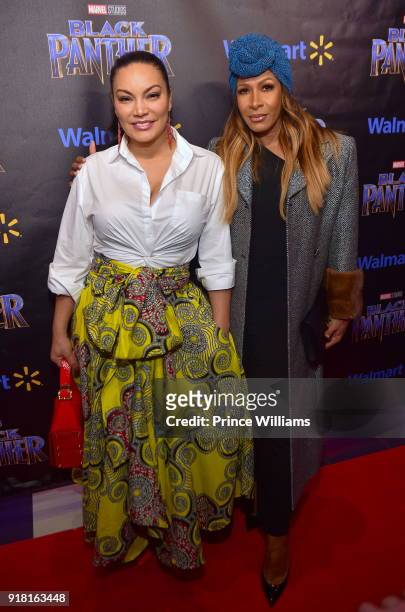 Eygpt Sherrod and Shreee Whitfield attend "Black Panther" Advance Screening at Regal Hollywood on February 13, 2018 in Chamblee, Georgia.
