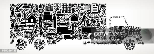truck moving and relocation icon pattern - movers packing stock illustrations