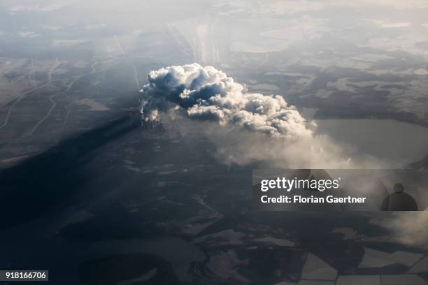 Aerial view to the coal-fired power station of Boxberg on February 14, 2018 in Boxberg, Germany.