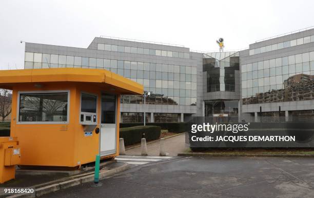 General view taken on February 14, 2018 shows the headquarters of Bic, French maker of lighters, pens and razors, in Clichy, near Paris. The...