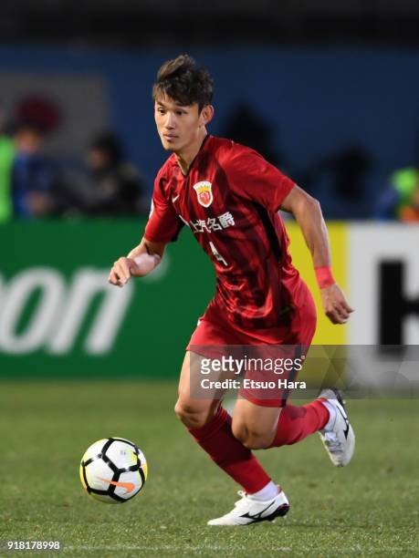Wang Shenchao of Shanghai SIPG in action during the AFC Champions League Group F match between Kawasaki Frontale and Shanghai SIPG at Todoroki...