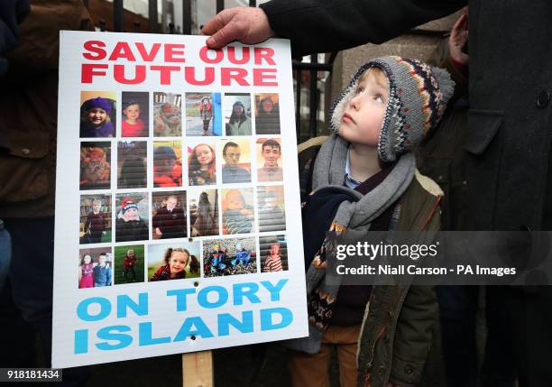 Padraig Carroll among Tory islanders protesting outside Leinster House in Dublin against the government's decision to award a contract for the Queen...