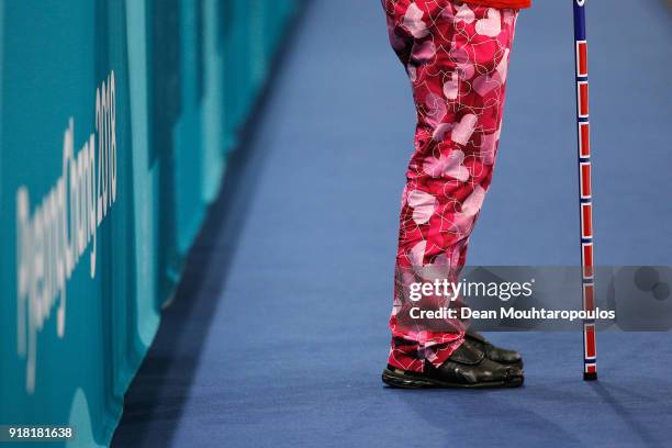 Detailed view of the trousers or pants worn by Christoffer Svae, Torger Nergard, Thomas Ulsrud and Havard Vad Petersson of Norway as they compete in...