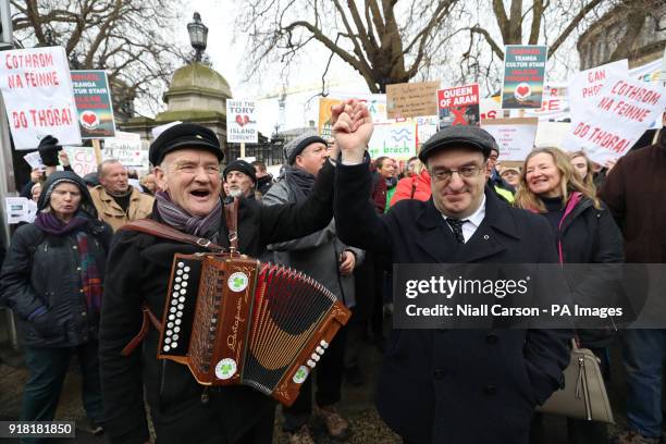 Dublin Lord Mayor Micheal Mac Donncha joins Tory islanders, led by the King of Tory Patsy Dan Rodgers , protesting outside Leinster House in Dublin...