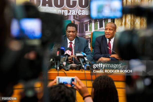Of the ruling African National Congress 's Treasurer General Paul Mashatile , and ANC's parliamentary Chief-Whip Jackson Mthembu address a media...