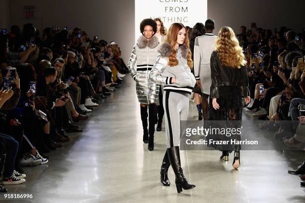 Models walk the runway for the All Comes From Nothing x COOME FW18 show at Gallery II at Spring Studios on February 14, 2018 in New York City.