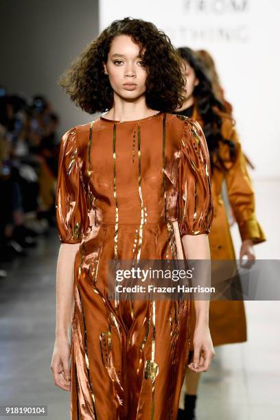 Models walks the runway for the All Comes From Nothing x COOME FW18 show at Gallery II at Spring Studios on February 14, 2018 in New York City.