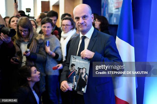 French Education Minister Jean-Michel Blanquer poses for photographers after addressing a press conference on the reform of the Baccalaureat at the...