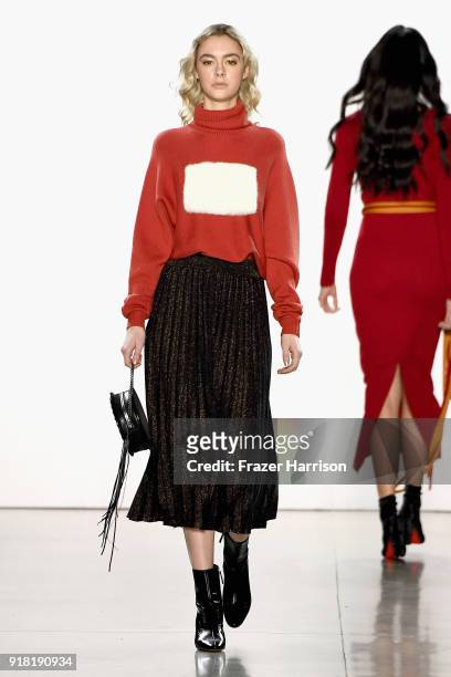 Model walks the runway for the All Comes From Nothing x COOME FW18 show at Gallery II at Spring Studios on February 14, 2018 in New York City.