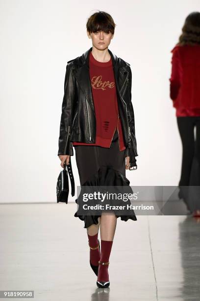 Model walks the runway for the All Comes From Nothing x COOME FW18 show at Gallery II at Spring Studios on February 14, 2018 in New York City.