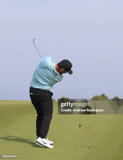 Alex Levy of France during the Pro Am prior to the start of the NBO Oman Open at Al Mouj Golf on February 14, 2018 in Muscat, Oman.