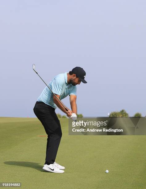 Alex Levy of France during the Pro Am prior to the start of the NBO Oman Open at Al Mouj Golf on February 14, 2018 in Muscat, Oman.