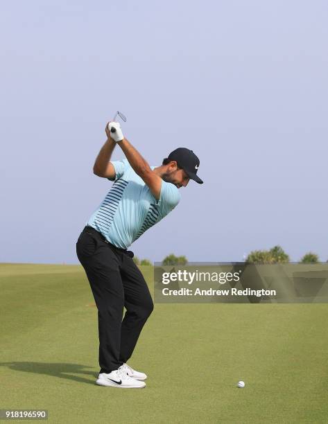 Alex Levy of France during the Pro Am prior to the start of the NBO Oman Open at Al Mouj Golf on February 14, 2018 in Muscat, Oman.