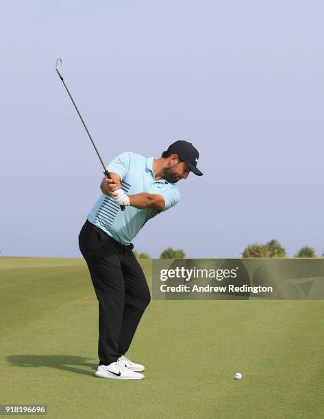 Alex Levy of France during the Pro Am prior to the start of the NBO Oman Open at Al Mouj Golf on February 14, 2018 in Muscat, Oman.