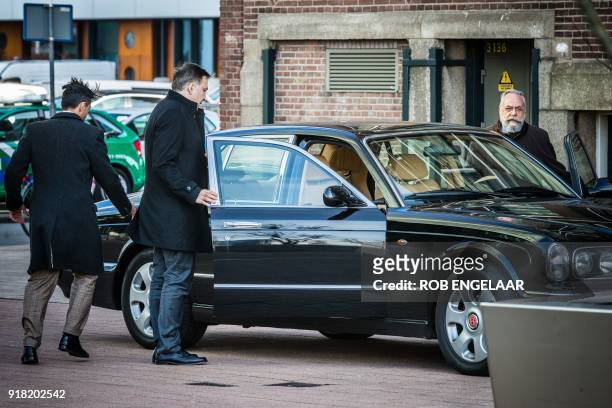 Former Georgian President Mikheil Saakashvili exits a car as he arrives to the Erasmus Bridge in Rotterdam, on February 14, 2018. Former Georgian...