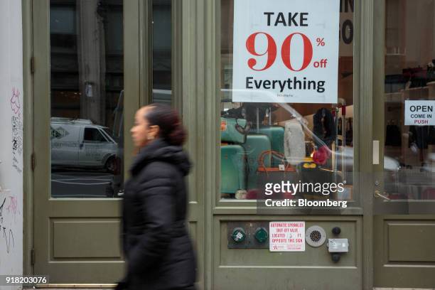 Pedestrian passes in front of a Lesak Paris store in the SoHo neighborhood of New York, U.S., on Friday, Feb. 9, 2018. Bloomberg is scheduled to...