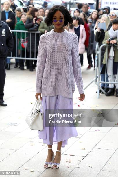 Jourdan Dunn arrives at the Michael Kors Show during the New Yorl Fashion Week 2018 on February 14, 2018 in New York City.