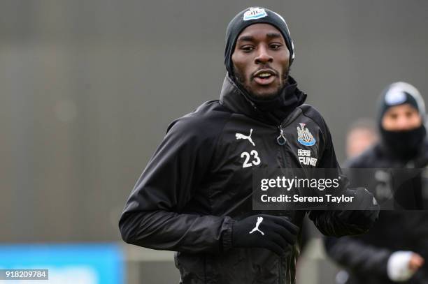 Massadio Haidara during the Newcastle United Training session at The Newcastle United Training Centre on February 14 in Newcastle upon Tyne, England.