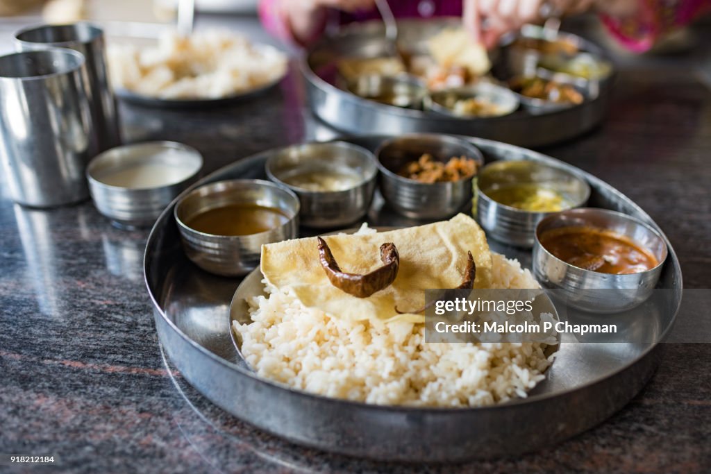 Thali rice and curry vegetable meal, Jaffna, Sr Lanka