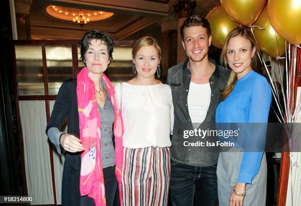 German actress Julia Bremermann, German actress Judith Hoersch, German actor Daniel Donskoy and German actress Isabel Thierauch attend the Blaue...