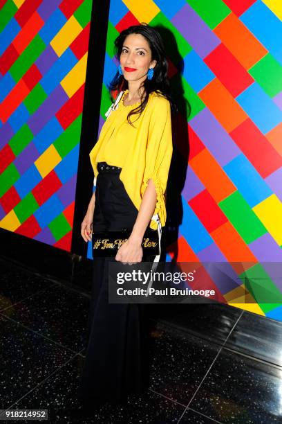 Huma Abedin attends The Cinema Society with Ravage Wines & Synchrony host a screening of Marvel Studios' "Black Panther" at The Museum of Modern Art...