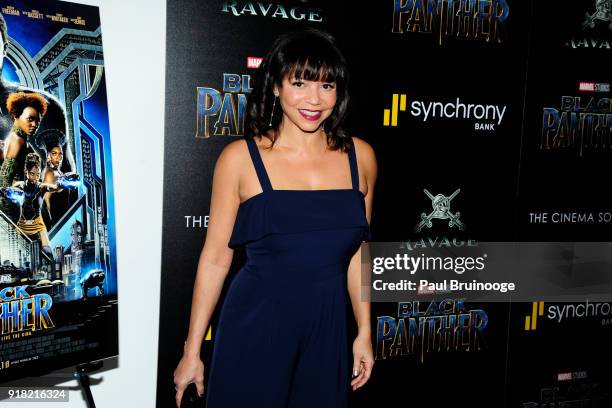 Gloria Reuben attends The Cinema Society with Ravage Wines & Synchrony host a screening of Marvel Studios' "Black Panther" at The Museum of Modern...
