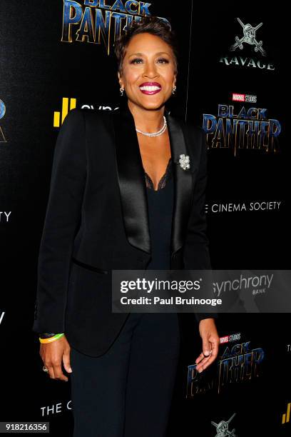 Robin Roberts attends The Cinema Society with Ravage Wines & Synchrony host a screening of Marvel Studios' "Black Panther" at The Museum of Modern...