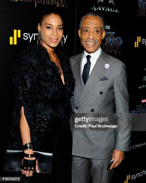 Aisha McShaw and Al Sharpton attend The Cinema Society with Ravage Wines & Synchrony host a screening of Marvel Studios' "Black Panther" at The...