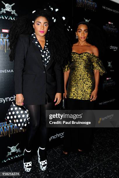 Wonder and Cipriana Quann attend The Cinema Society with Ravage Wines & Synchrony host a screening of Marvel Studios' "Black Panther" at The Museum...