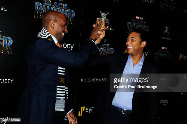 Van Jones and Don Lemon attend The Cinema Society with Ravage Wines & Synchrony host a screening of Marvel Studios' "Black Panther" at The Museum of...