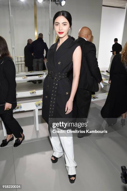 Davika Hoorne attends the Michael Kors Collection Fall 2018 Runway Show at Vivian Beaumont Theatre at Lincoln Center on February 14, 2018 in New York...