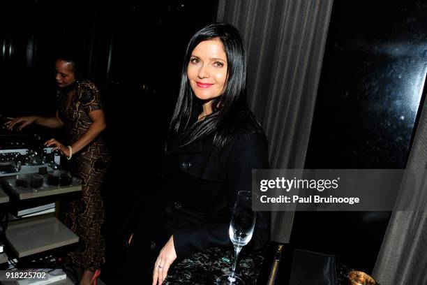 Jill Hennessy attends The Cinema Society with Ravage Wines & Synchrony host the after party for Marvel Studios' "Black Panther" at The Skylark on...