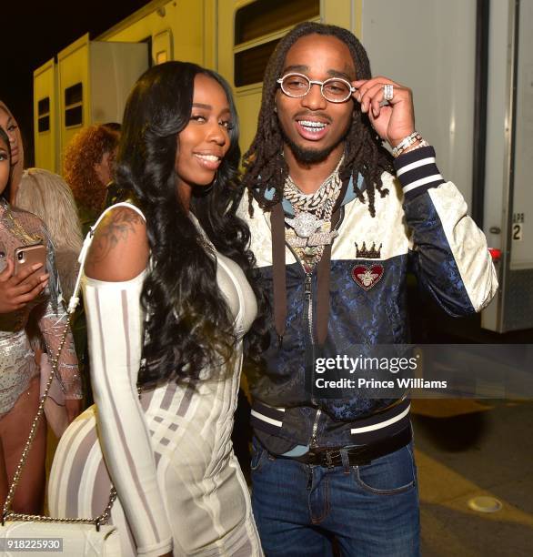 Kash Doll and Quavo attend Trap Du Soleil Celebrating YFN Lucci on February 13, 2018 in Atlanta, Georgia.