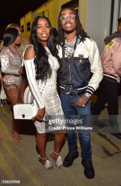 Kash Doll and Quavo attend Trap Du Soleil Celebrating YFN Lucci on February 13, 2018 in Atlanta, Georgia.