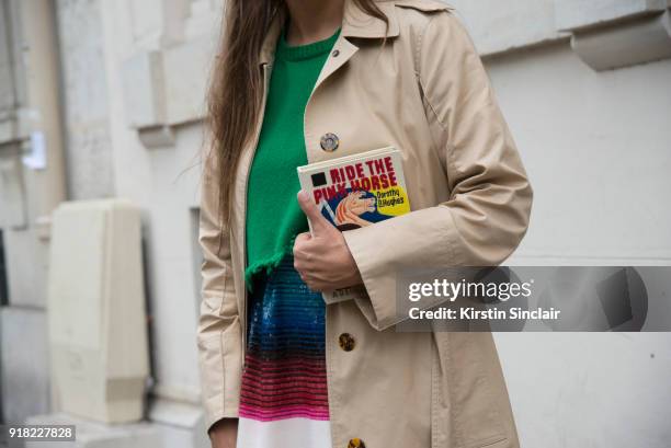 Founder of The Webster store and fashion buyer Laure Heriard Dubreuil wears a Celine coat, Valentino dress and a Charlotte Olympia bag day 6 of Paris...