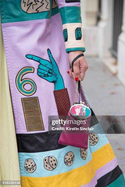 Founder of Belmodo Tiany Kiriloff wears a Valentino coat and bag day 6 of Paris Womens Fashion Week Spring/Summer 2018, on October 1, 2017 in London,...