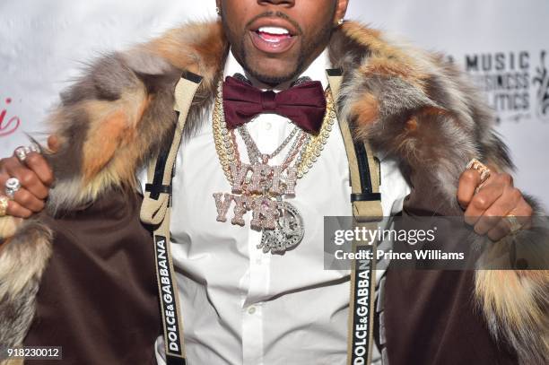 Lucci, Jewelry Detail attends Trap Du Soleil Celebrating YFN Lucci on February 13, 2018 in Atlanta, Georgia.