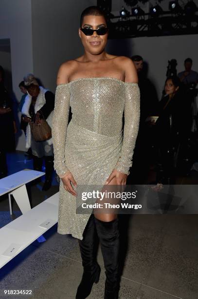 Johnson attends the Laquan Smith front row during New York Fashion Week: The Shows at Gallery I at Spring Studios on February 14, 2018 in New York...