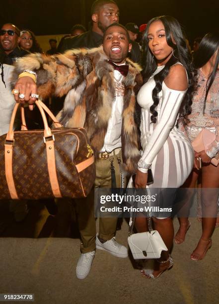 Lucci and Kash Doll attend Trap Du Soleil Celebrating YFN Lucci on February 13, 2018 in Atlanta, Georgia.